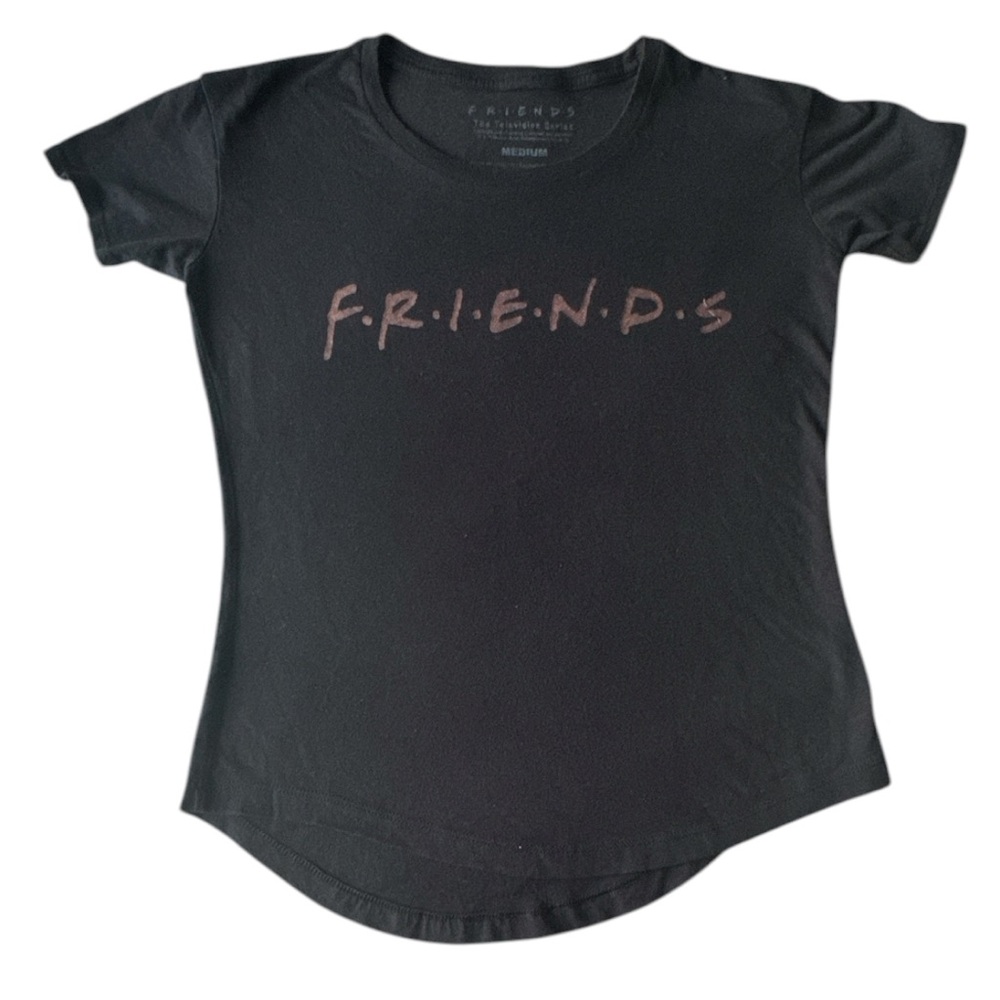 3 FOR $20 FRIENDS The Television Series Black Rounded Hem Cotton T Shirt Sz M